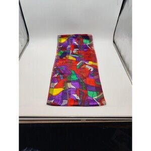 Picasso Scarf Cute Face Girl Red Green Purple Gold PolySilky Branded Sz 12x60
